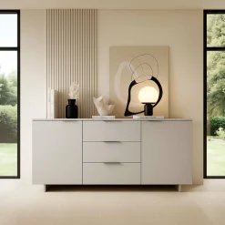 Madie|Credenze > Dmora Credenza Neive, 180x42 h90 cm, Beige Beige Cashmere
