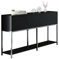 Credenza nera e argento 150x30x80h cm 2 ante - Basilia