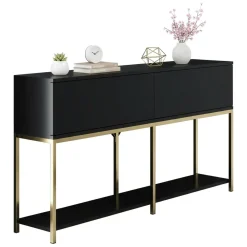 Cucina|Madie > Dmora Credenza nera e oro 150x30x80h cm 2 ante - Basilia Oro, Nero