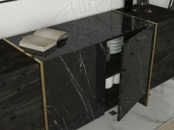 Credenza nera e oro 180x46x75h cm 4 ante - Asto