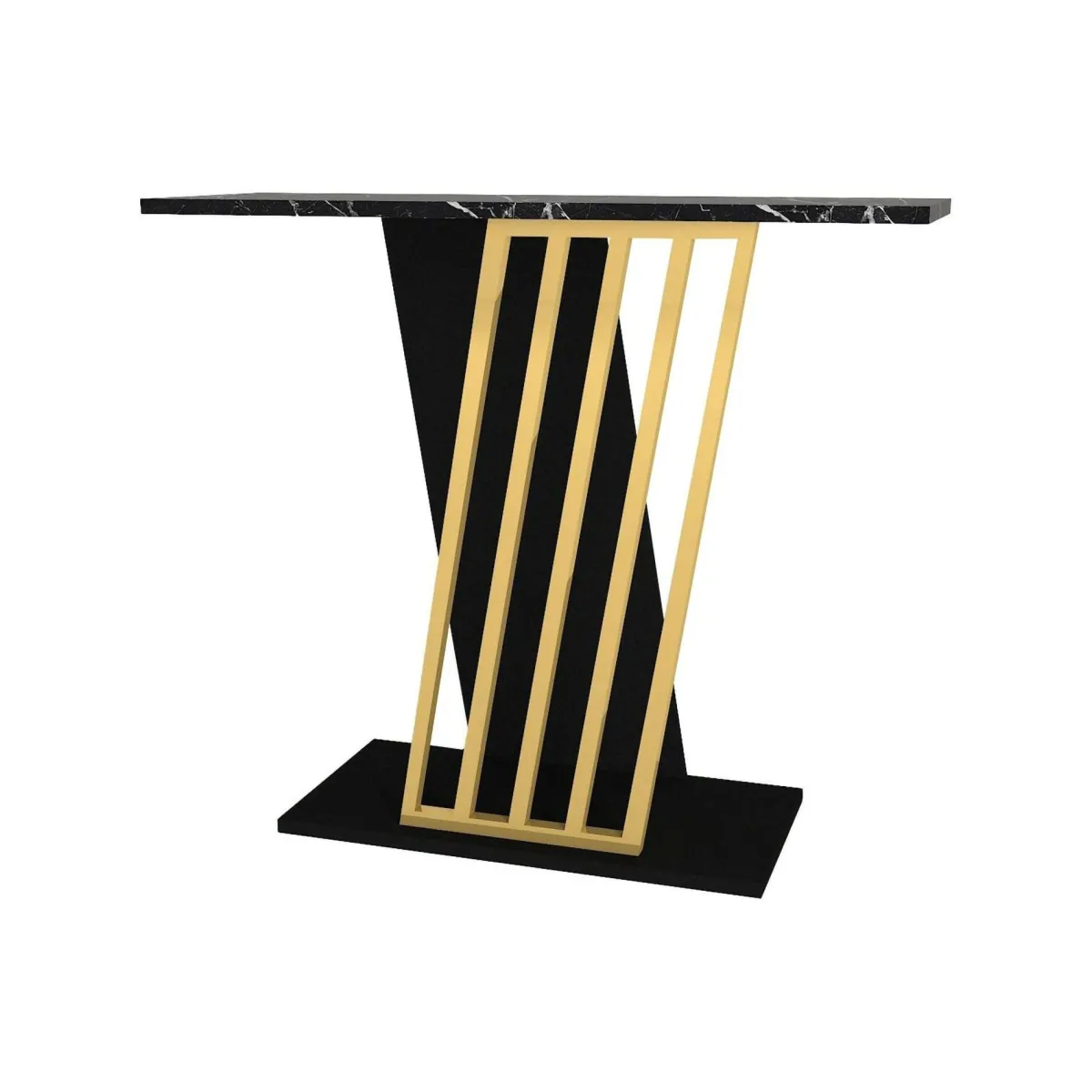 Madie|Credenze > Dmora Credenza nera e oro 90x29x76h cm moderna - Cempaka Oro, Nero Marmo