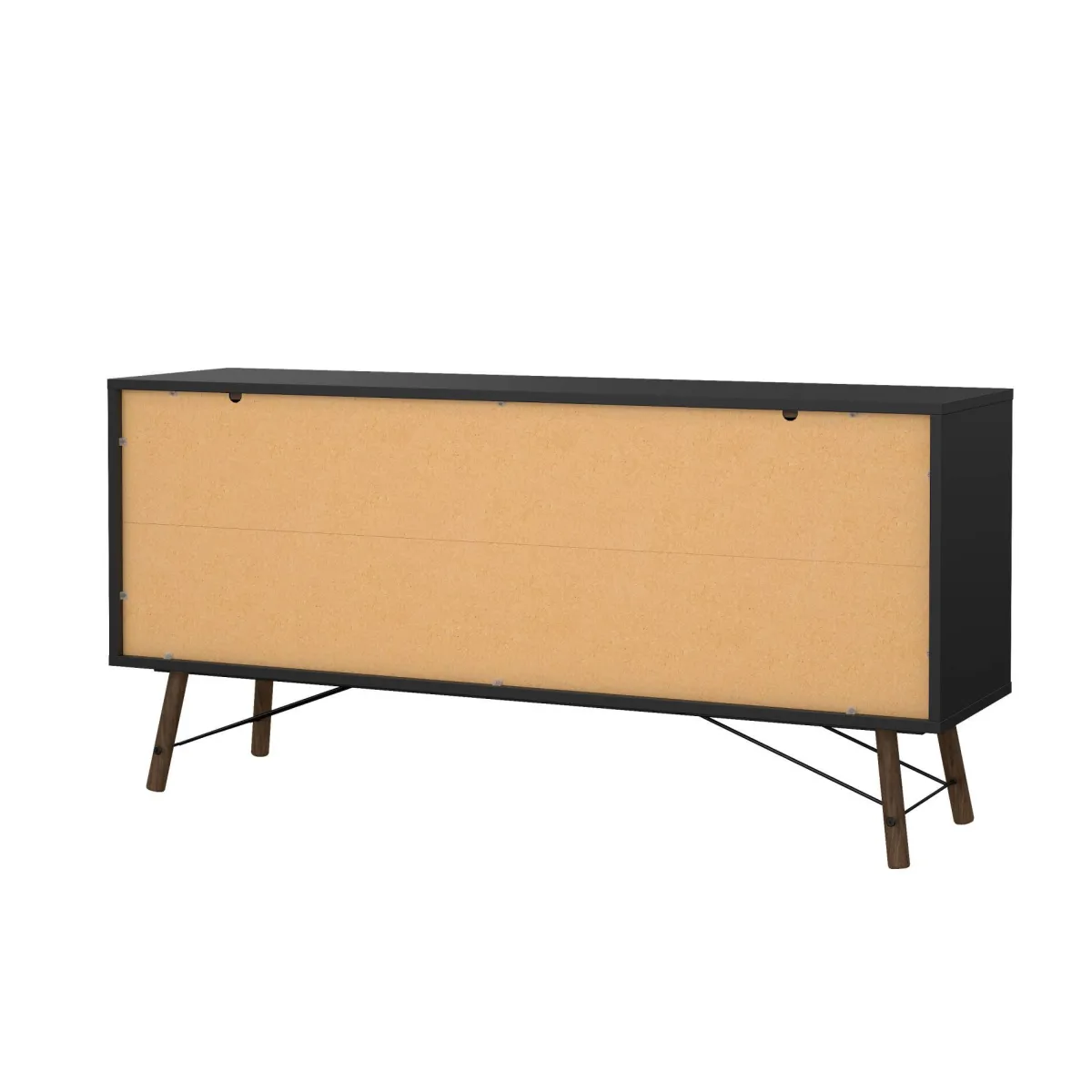 Madie|Credenze > Dmora Credenza nera,noce 150x40x72h cm 2 ante e 2 cassetti - Manyi Marrone, Nero Noce