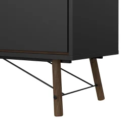 Madie|Credenze > Dmora Credenza nera,noce 150x40x72h cm 2 ante e 2 cassetti - Manyi Marrone, Nero Noce