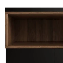 Madie|Credenze > Dmora Credenza nera,noce 175x48x89h cm 3 ante e 3 cassetti - Julie Marrone, Nero Noce