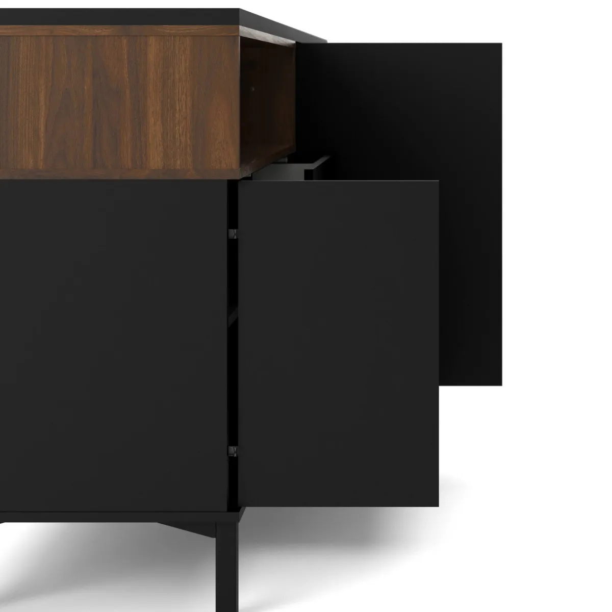 Madie|Credenze > Dmora Credenza nera,noce 175x48x89h cm 3 ante e 3 cassetti - Julie Marrone, Nero Noce