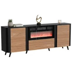 Credenza nera,noce 190x40x68h cm 3 ante - Briano
