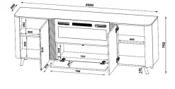 Credenza nera,noce 190x40x68h cm 3 ante - Briano