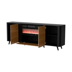 Credenza nera,noce 190x40x68h cm 3 ante - Briano
