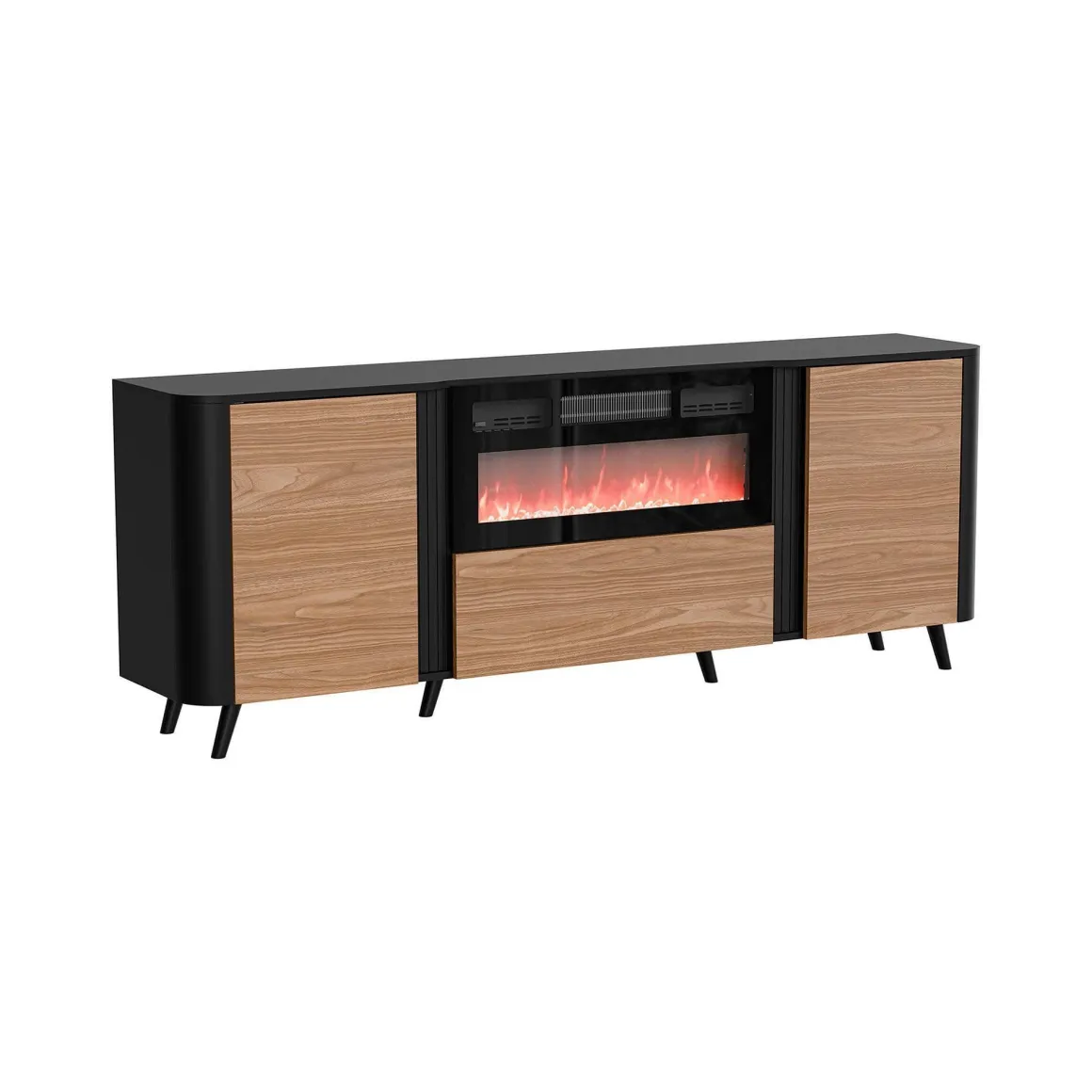Credenza nera,noce 190x40x68h cm 3 ante - Briano
