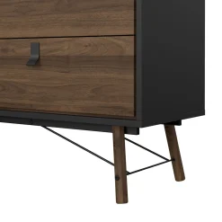 Credenza nera,noce 150x40x94h cm 6 cassetti - Anturio