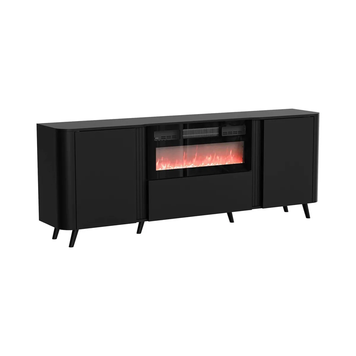 Madie|Credenze > Dmora Credenza nera 190x40x68h cm 3 ante - Briano Nero