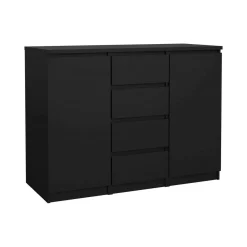 Madie|Credenze > Dmora Credenza nera 120x50x90h cm 2 ante e 4 cassetti - Angelika Nero