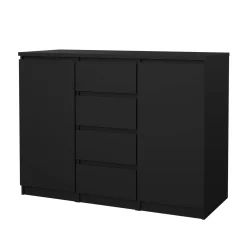 Madie|Credenze > Dmora Credenza nera 120x50x90h cm 2 ante e 4 cassetti - Angelika Nero