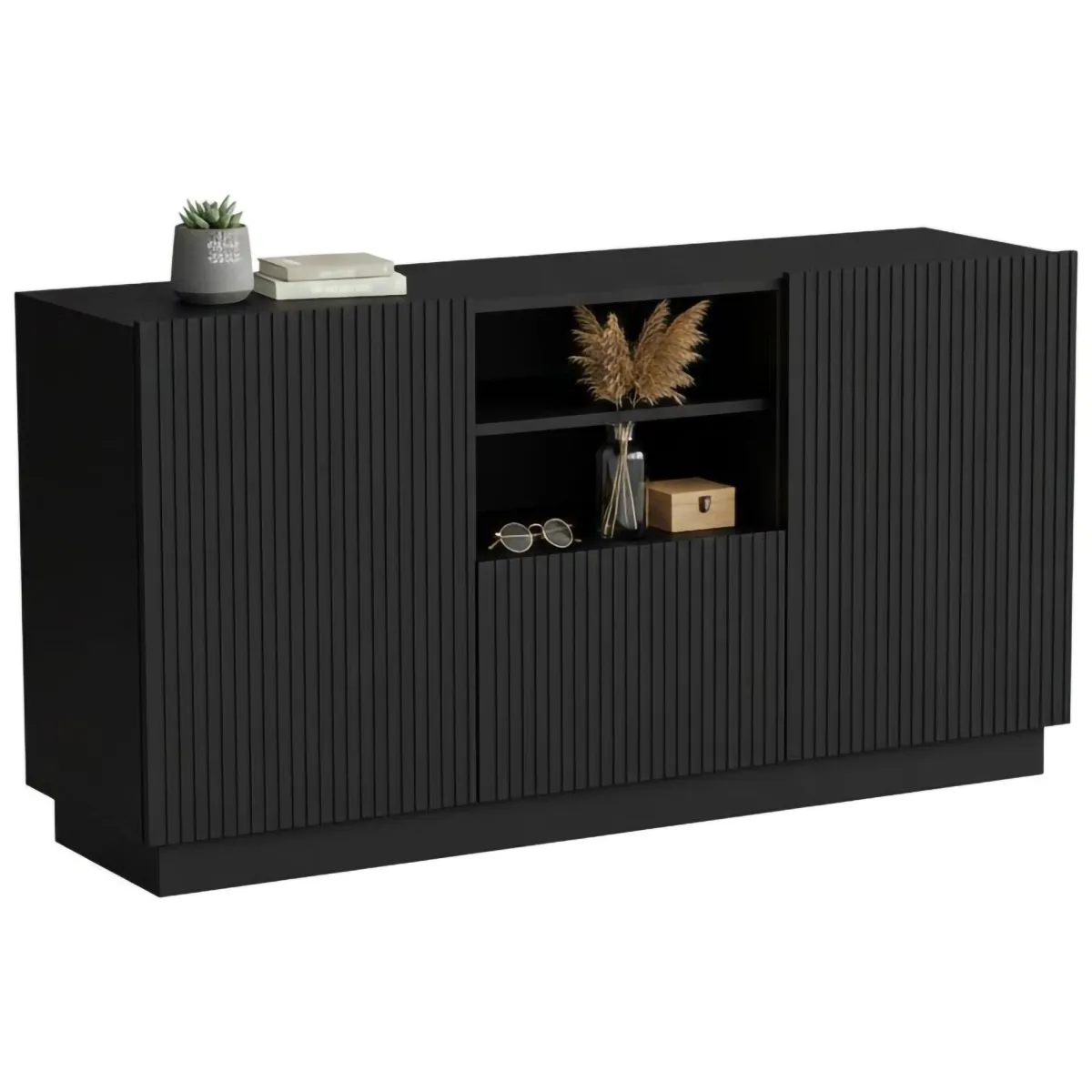 Madie > Dmora Credenza nera 150x40x78h cm 2 ante e 1 cassetto - Serchio Nero