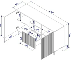 Credenza nera 150x42x82h cm 2 ante e 1 cassetto - Malo