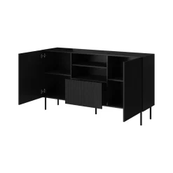 Credenza nera 150x42x82h cm 2 ante e 1 cassetto - Malo