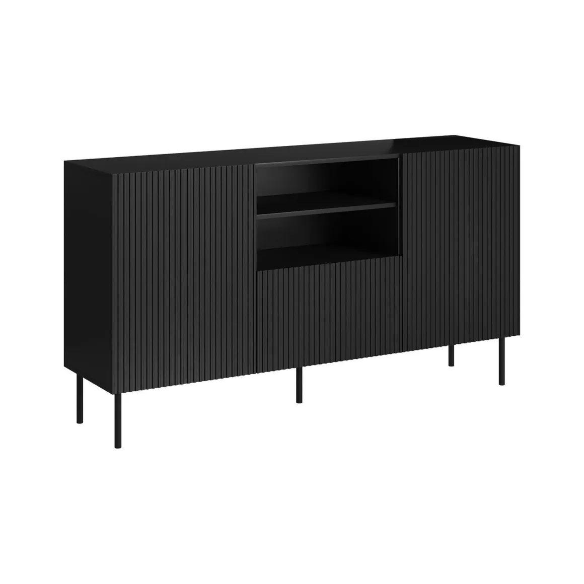 Credenza nera 150x42x82h cm 2 ante e 1 cassetto - Malo