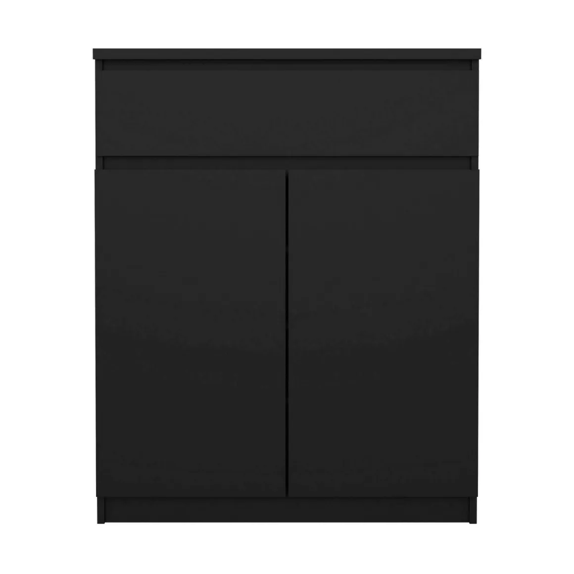 Madie|Credenze > Dmora Credenza nera 82x38x79h cm 2 ante e 1 cassetto - Romagna Nero