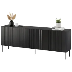 Credenza nera 200x42x75h cm 4 ante - Gerace