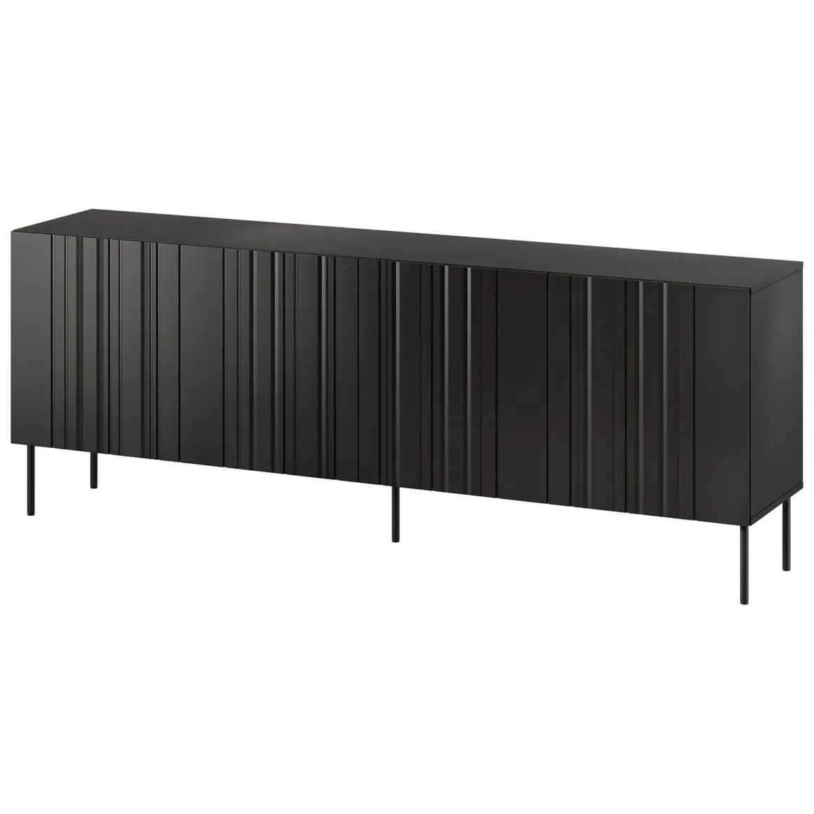 Credenza nera 200x42x75h cm 4 ante - Gerace