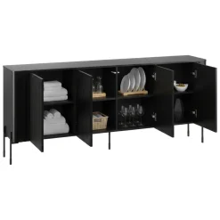 Credenza nera 190x39x80h cm 4 ante - Laion