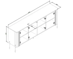 Credenza nera 190x39x80h cm 4 ante - Laion