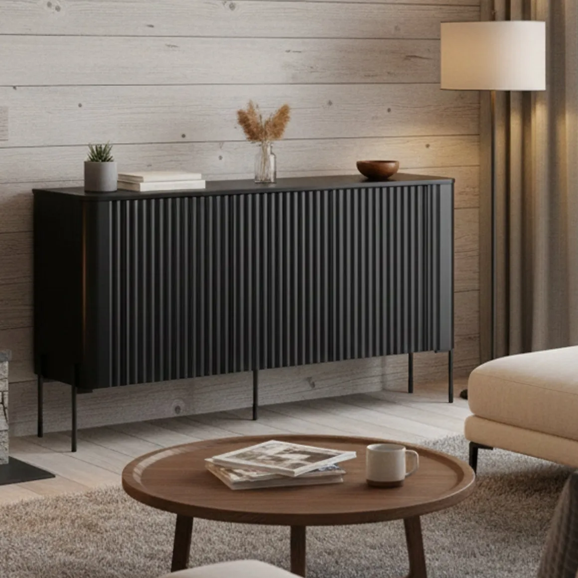 Credenza nera 150x39x80h cm 3 ante - Susegana