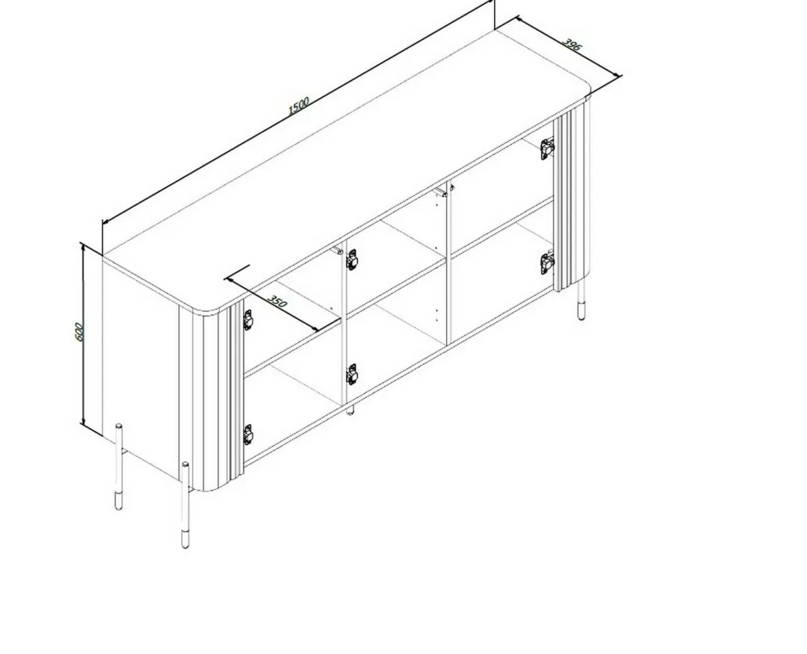 Credenza nera 150x39x80h cm 3 ante - Susegana