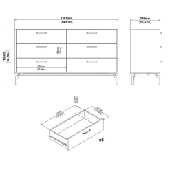 Madie|Credenze > Dmora Credenza nera 140x40x81h cm 8 cassetti - Phethai Nero