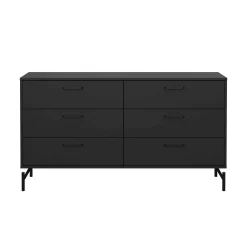 Madie|Credenze > Dmora Credenza nera 140x40x81h cm 8 cassetti - Phethai Nero