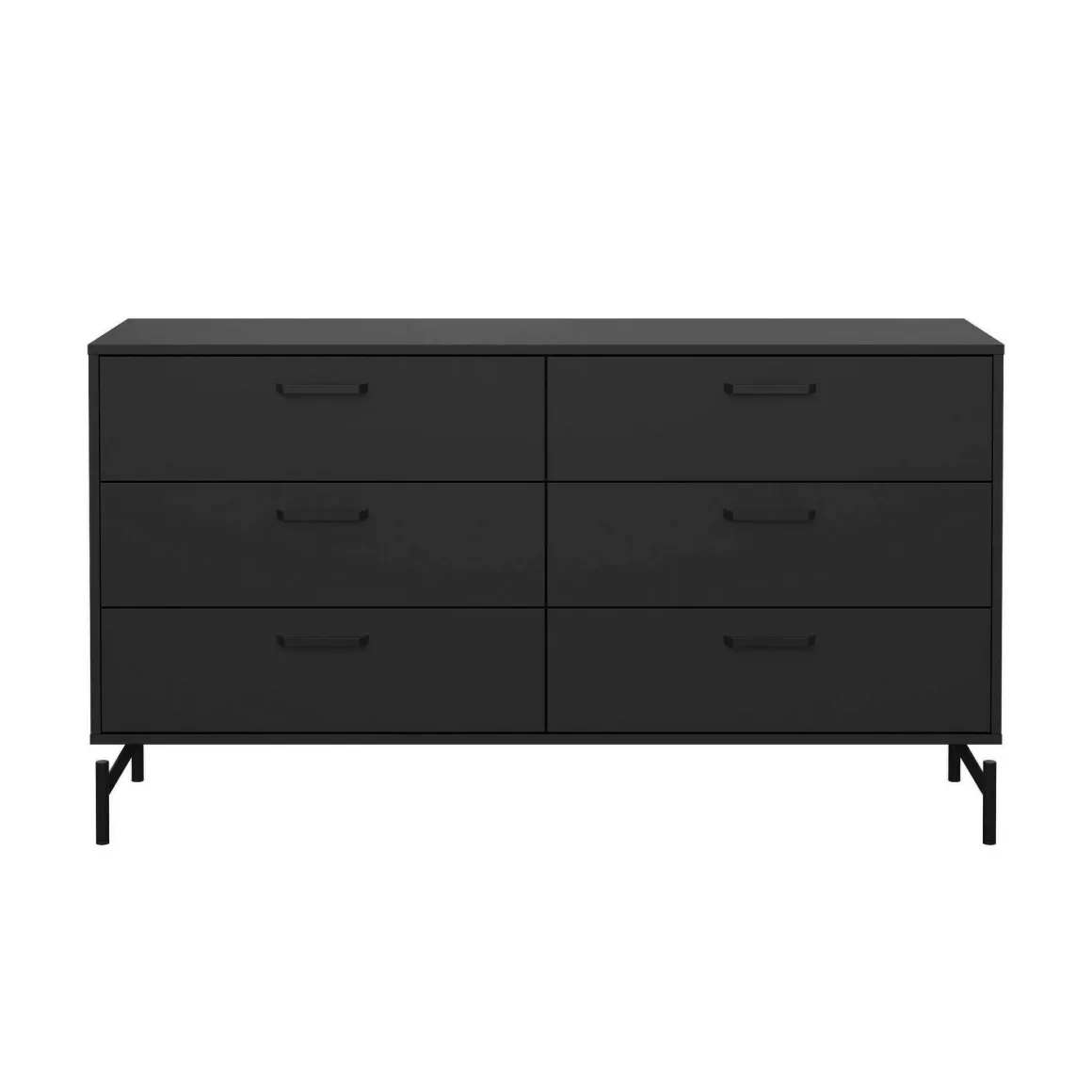 Madie|Credenze > Dmora Credenza nera 140x40x81h cm 8 cassetti - Phethai Nero
