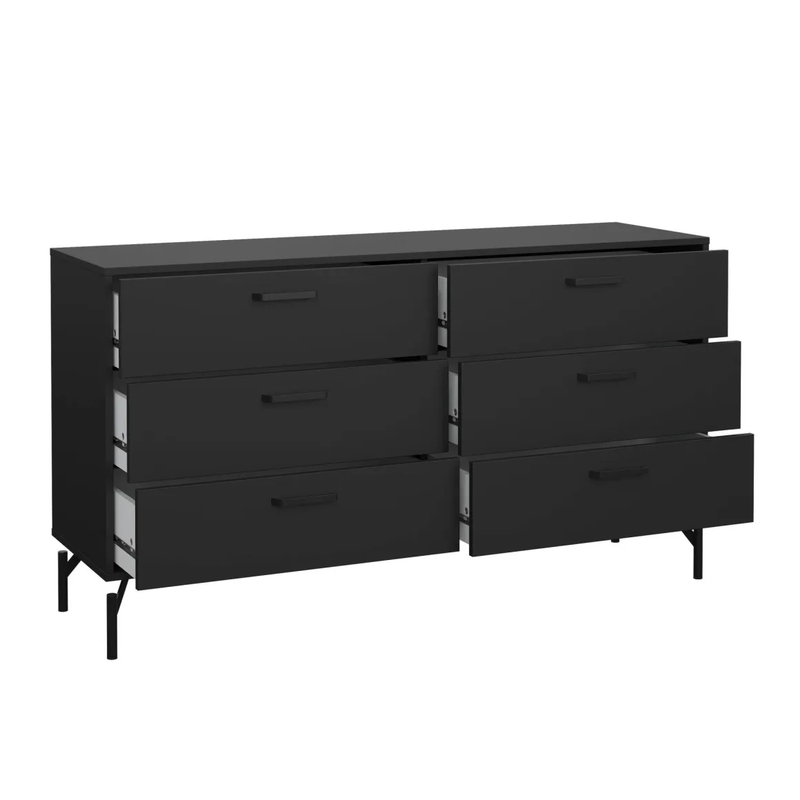 Madie|Credenze > Dmora Credenza nera 140x40x81h cm 8 cassetti - Phethai Nero