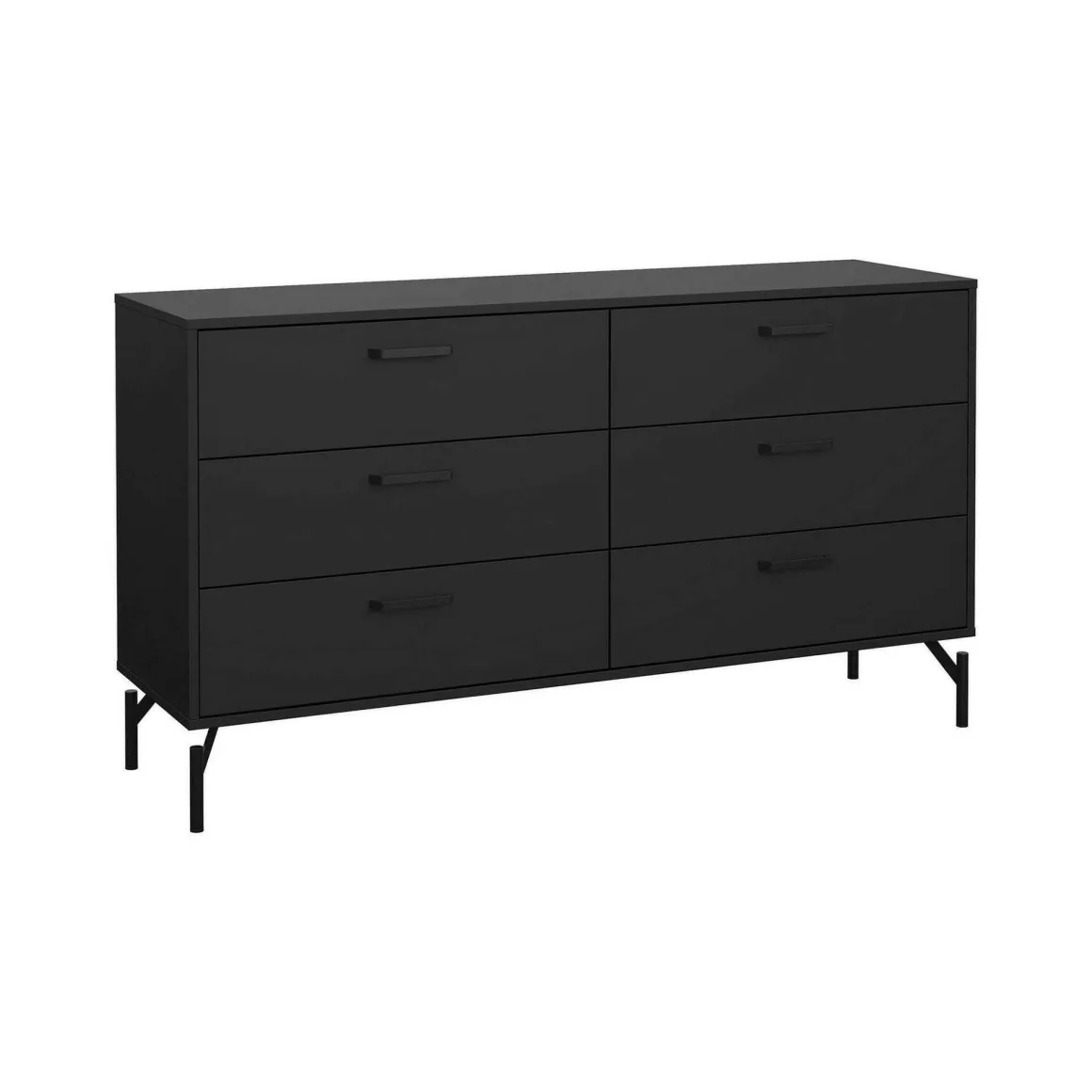 Madie|Credenze > Dmora Credenza nera 140x40x81h cm 8 cassetti - Phethai Nero