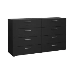 Madie|Credenze > Dmora Credenza nera 140x40x81h cm 8 cassetti - Phethai Nero
