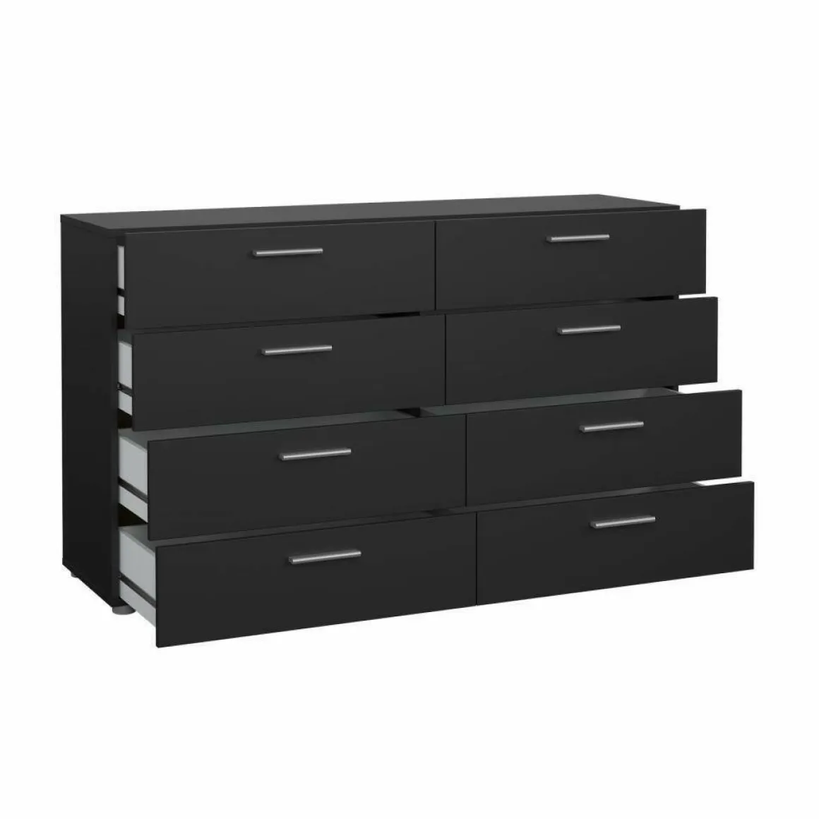 Madie|Credenze > Dmora Credenza nera 140x40x82h cm 8 cassetti - Aligon Nero