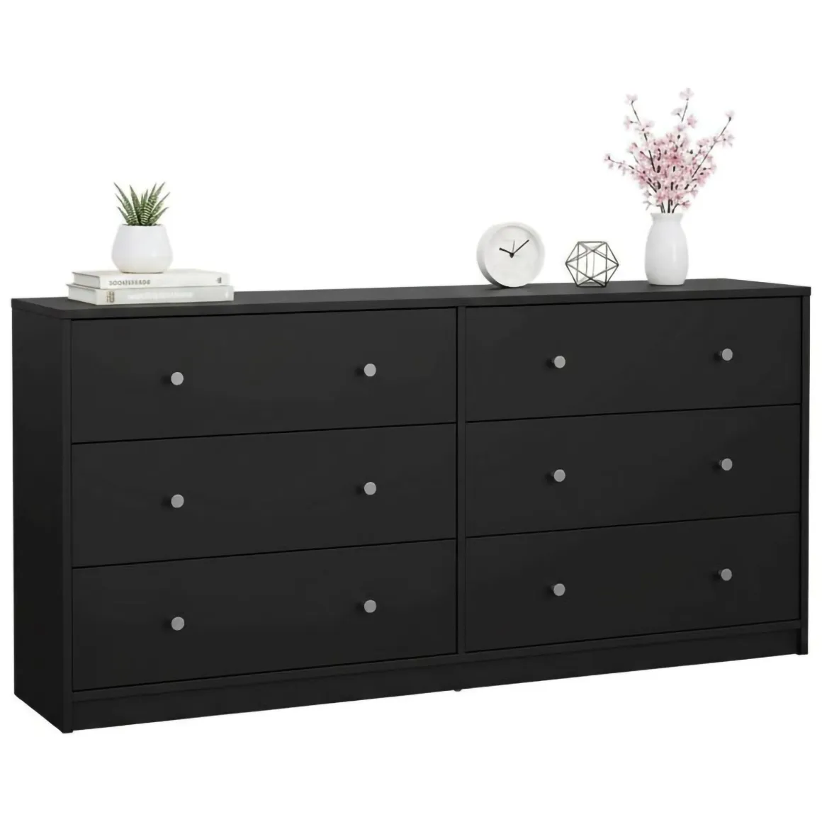 Credenza nera 143x30x68h cm 6 cassetti - Rick