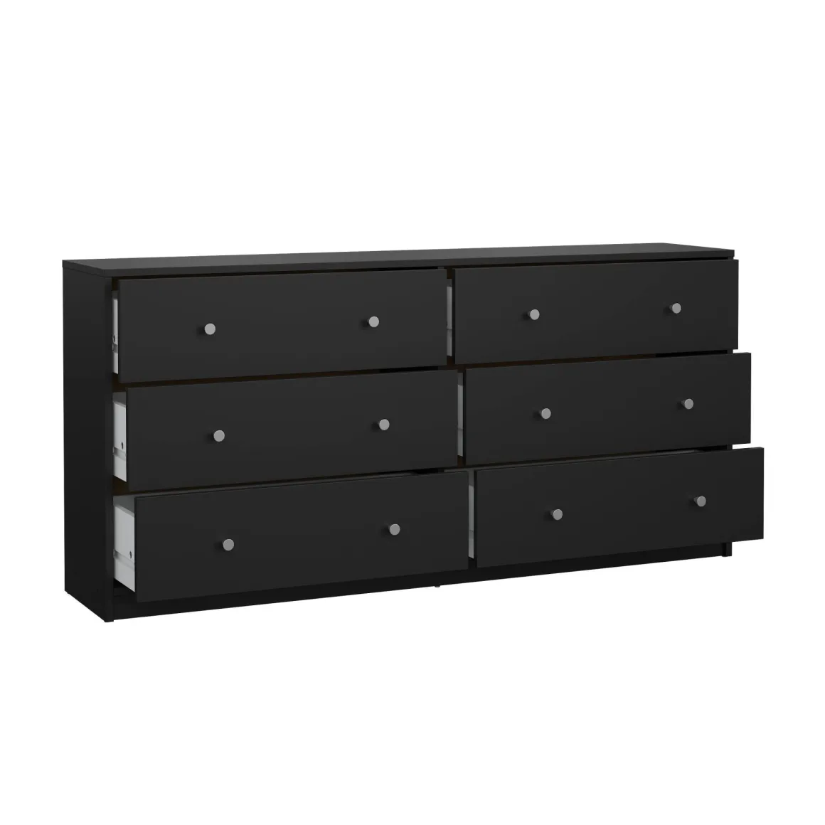 Credenza nera 143x30x68h cm 6 cassetti - Rick