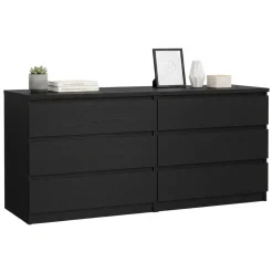 Madie|Credenze > Dmora Credenza nera 153x50x70h cm 6 cassetti - Abacadabra Nero