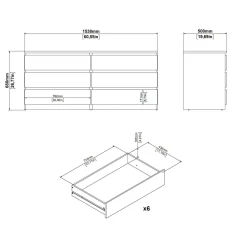 Madie|Credenze > Dmora Credenza nera 153x50x70h cm 6 cassetti - Abacadabra Nero