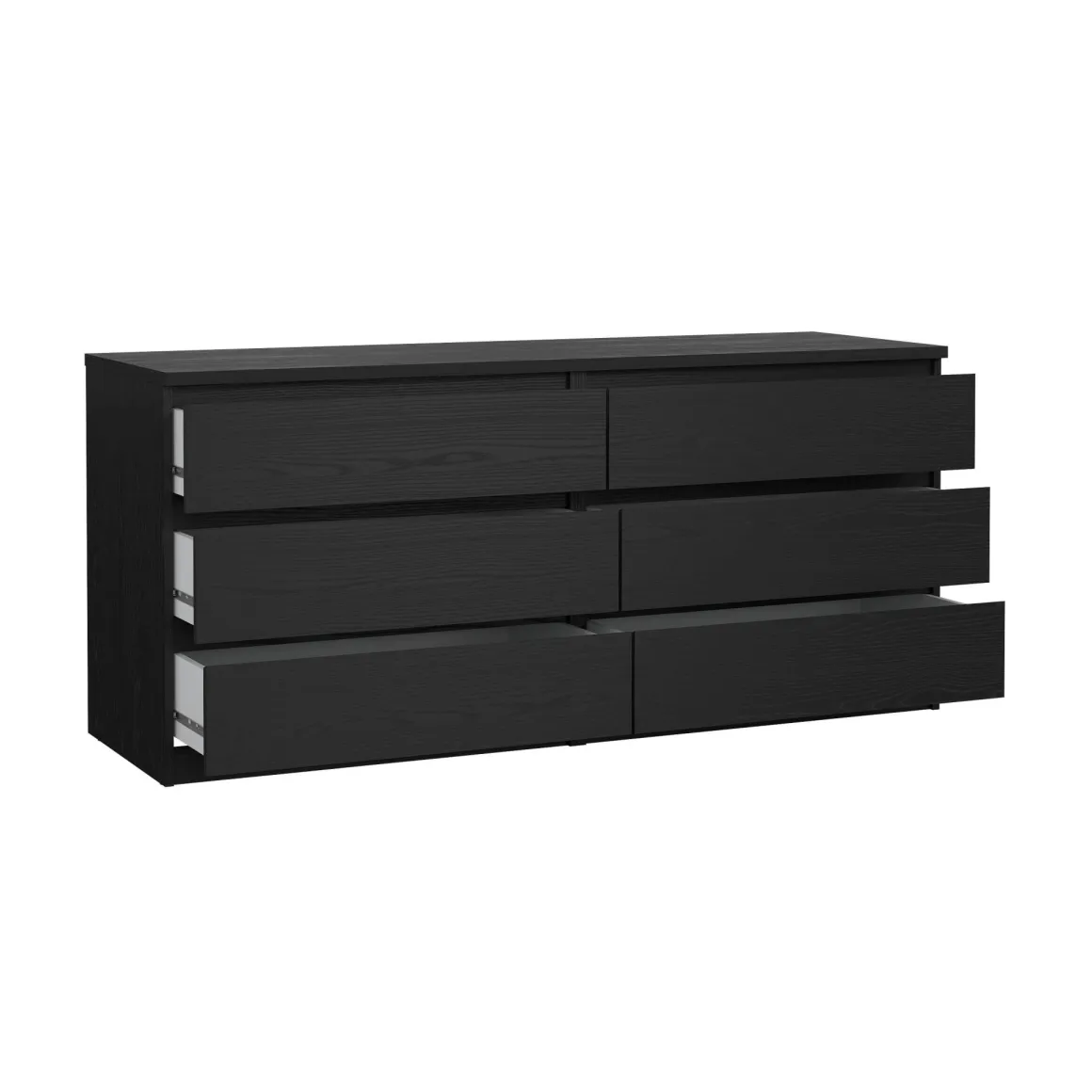 Madie|Credenze > Dmora Credenza nera 153x50x70h cm 6 cassetti - Abacadabra Nero