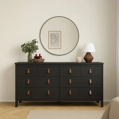 Credenza nera 159x38x79h cm 8 cassetti - Kovsova