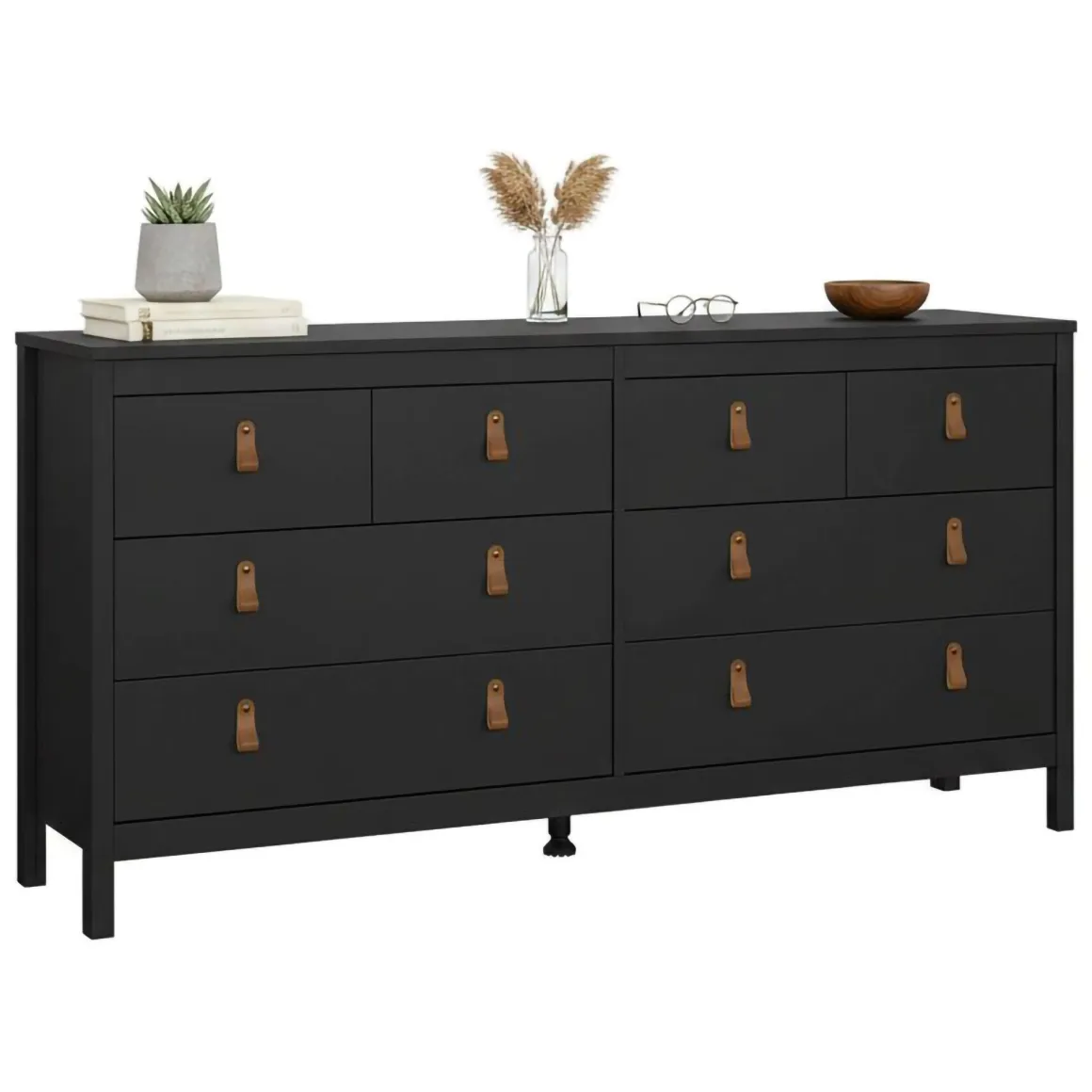 Credenza nera 159x38x79h cm 8 cassetti - Kovsova