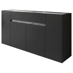 Credenza Nero Antracite Grigio un Cassetto 3 Ripiani 170x40x85h cm, Apertura Battente - Cirimido
