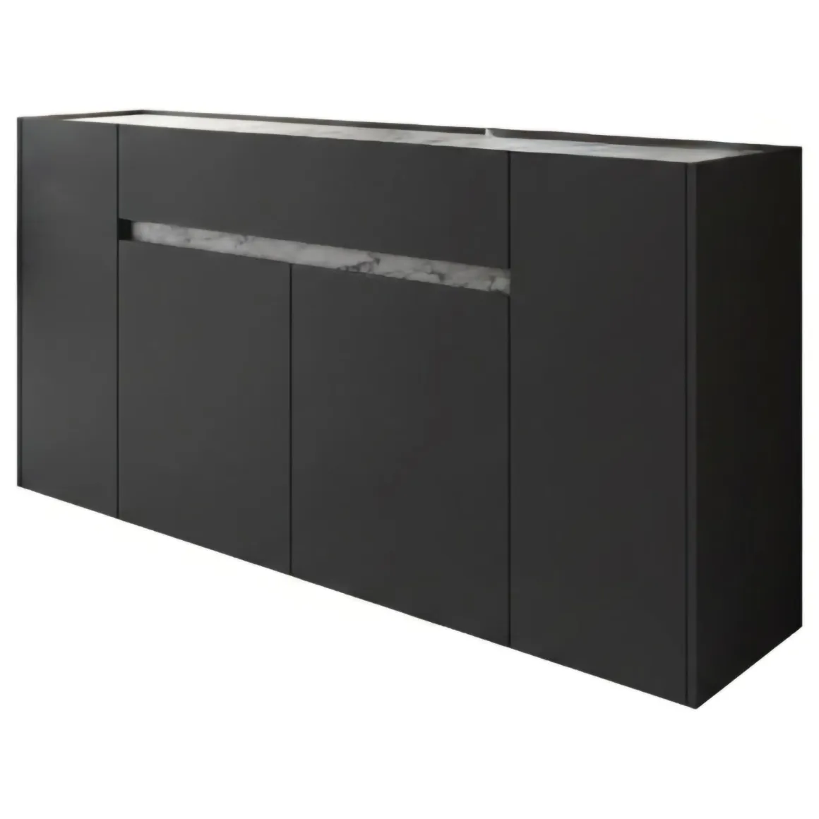 Credenza Nero Antracite Grigio un Cassetto 3 Ripiani 170x40x85h cm, Apertura Battente - Cirimido