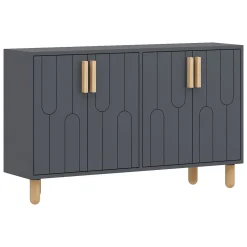 Madie|Credenze > Dmora Credenza Nero Antracite Marrone Rovere 2 Ripiani 4 Ante 120x30x74h cm, 4 Vani - Venerina Marrone Rovere, Nero Antracite
