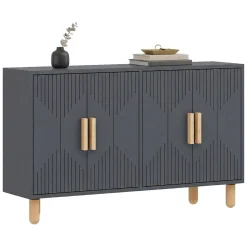 Madie|Credenze > Dmora Credenza Nero Antracite Marrone Rovere 3 Ripiani 4 Ante 180x45x75h cm, 6 Vani - Cisliano Marrone Rovere, Nero Antracite