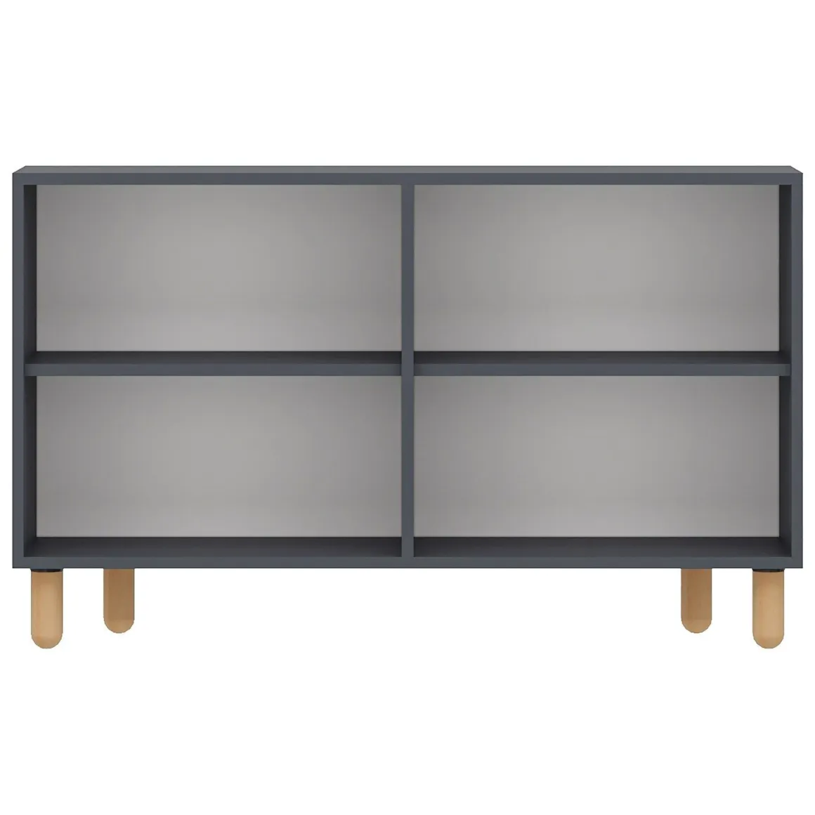 Credenza Nero Antracite Marrone Rovere 2 Ripiani 4 Vani 120x30x74h cm, 4 Ante - Colzano