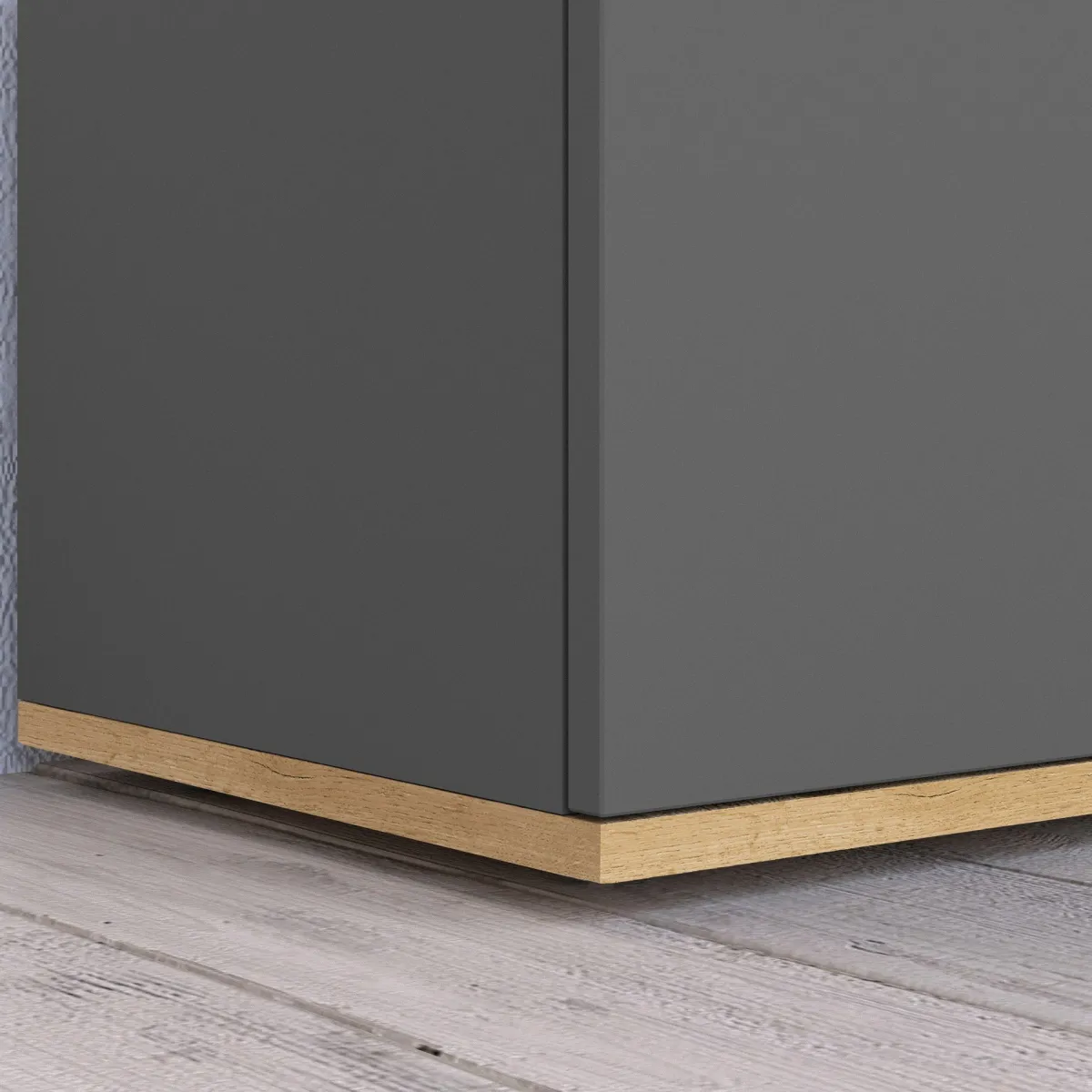 Credenze > Dmora Credenza Nero Antracite Marrone Rovere 6 Ripiani Apertura Battente 160x35x70h cm, 4 Ante Made in Italy - Swink Marrone Rovere, Nero Antracite