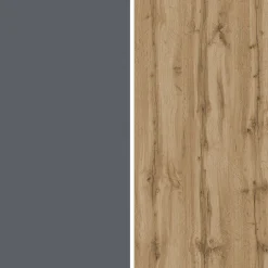 Credenza Nero Antracite Marrone Rovere 7 Ripiani Apertura Battente 200x35x70h cm, 5 Ante Made in Italy - Cordele