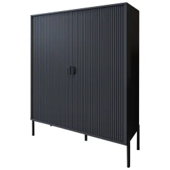 Credenza Nero Cassetti 4 Ripiani 104x40x129h cm, Apertura Battente - Wallis